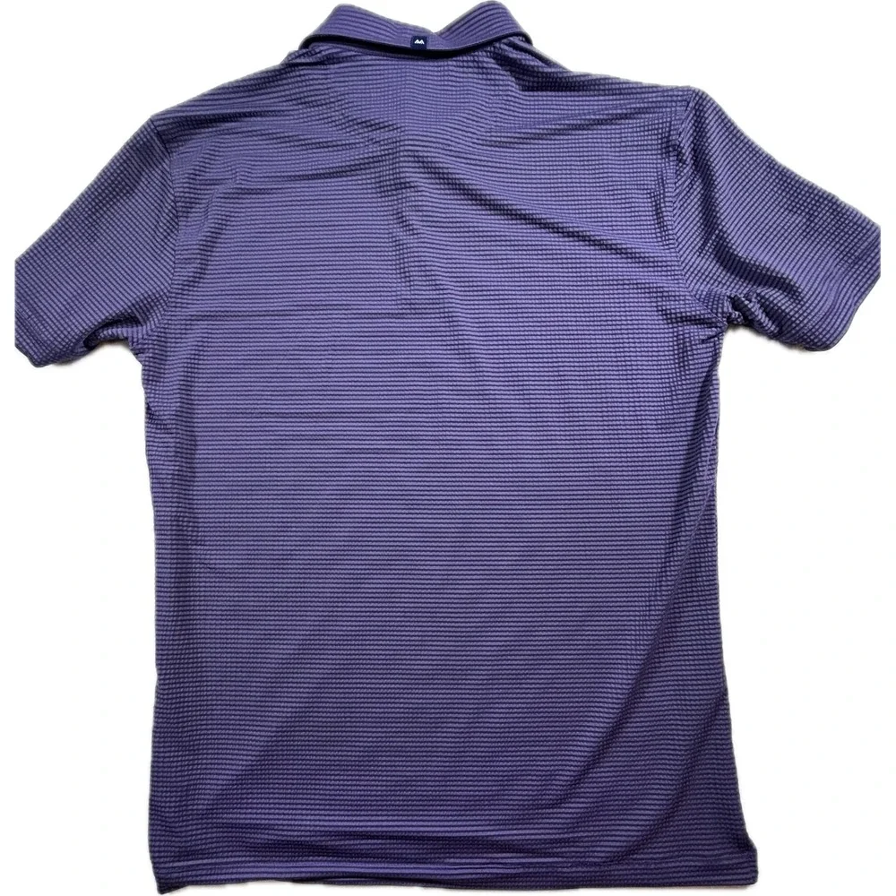 Mizzen+Main Polo Shirt Mens Lg Trim Fit Purple Stripe Performance Golf Stretch